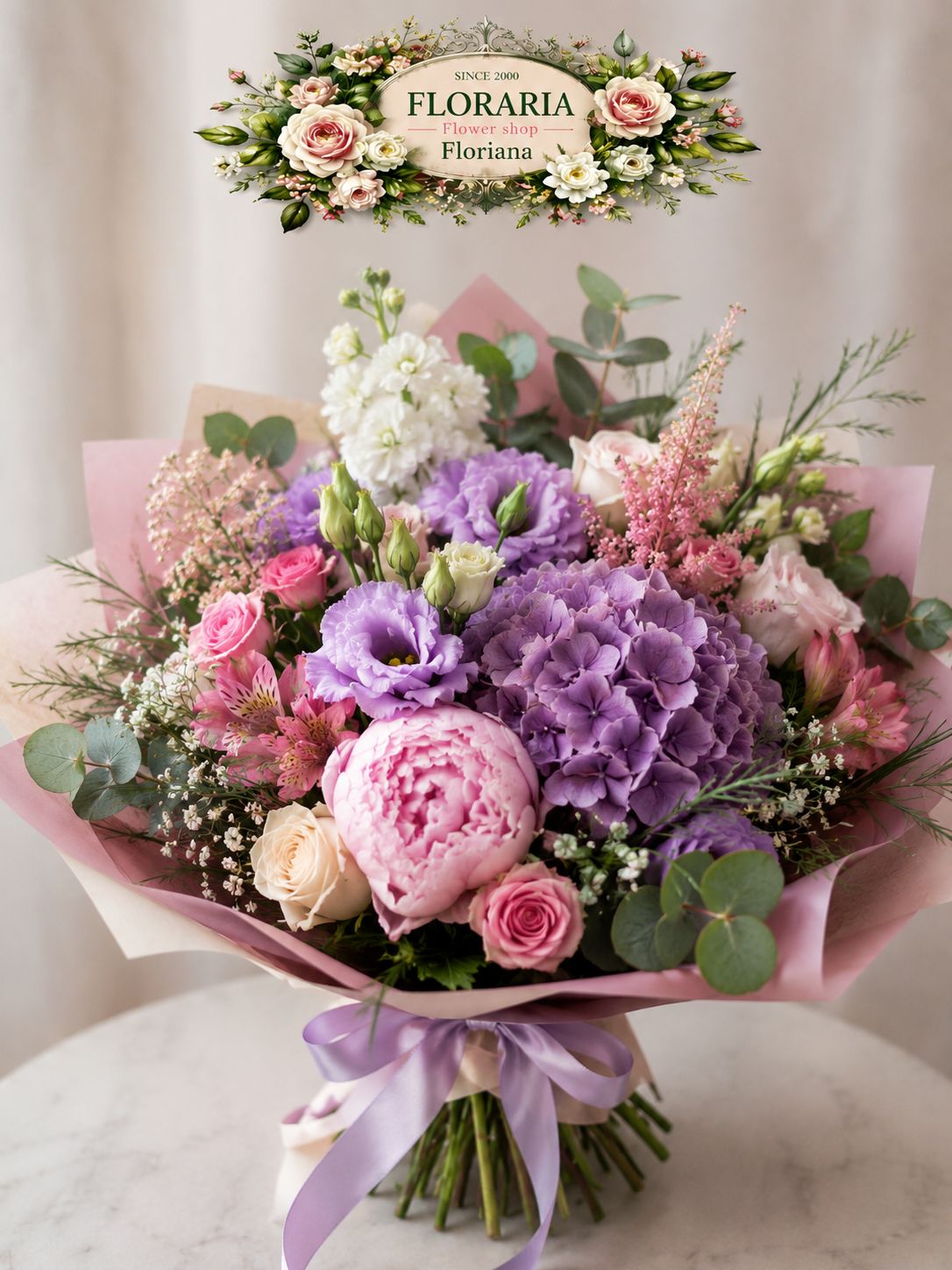 Buchet bogat cu flori pastel